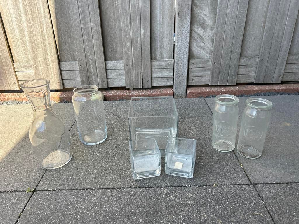 Diverse glazen vazen en potten, Ophalen, Gebruikt, Overige kleuren, 50 tot 75 cm