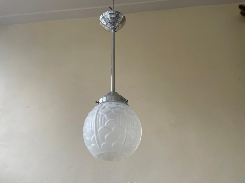 Lamp Hanglamp art deco 1930 Matglas Frans, Ophalen of Verzenden
