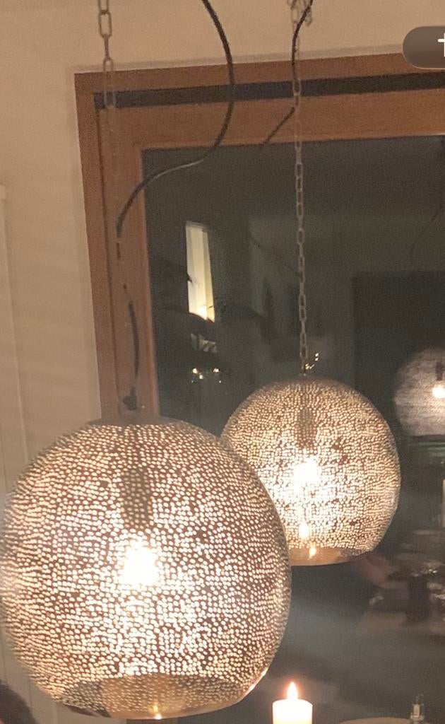 Marokkaanse Eettafel Lampen met Gaatjes - Sfeervol Licht, Ophalen, Zo goed als nieuw, Metaal, 75 cm of meer