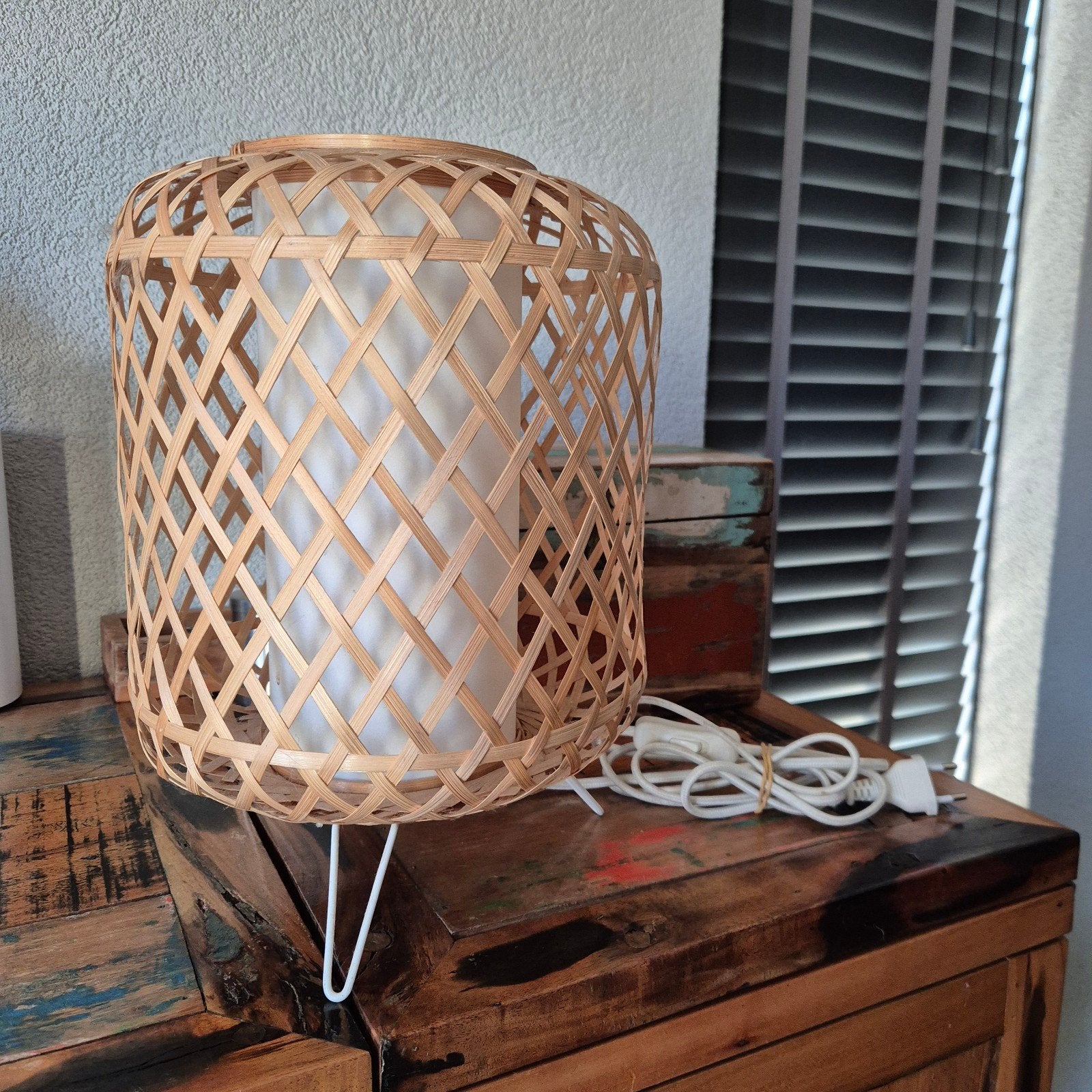 IKEA GOTTORP Tafellamp Bamboe 24x34 cm, Beige, Scandinavisch, Ophalen of Verzenden, IKEA