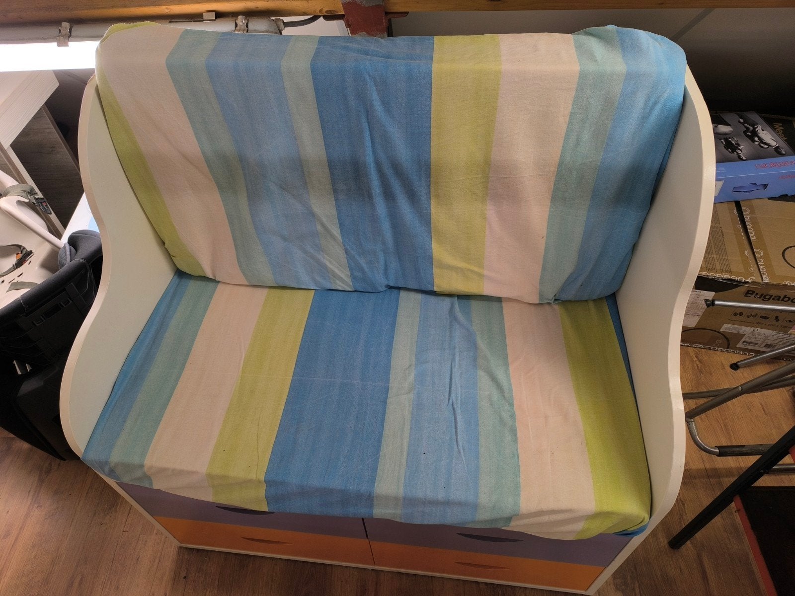 Bankje met opbergruimte en kussens - 104 cm lang, Ophalen, Gebruikt, Praktisch en speels, Minder dan 75 cm