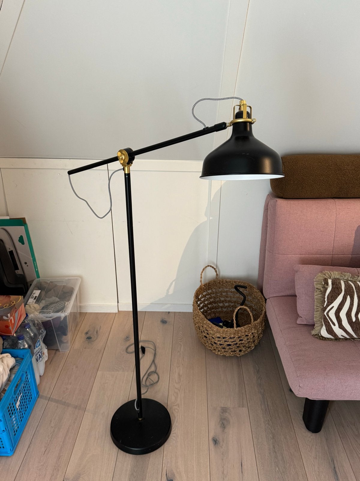 IKEA Ranarp Vloerlamp / Leeslamp Zwart, Huis en Inrichting, Ophalen, Gebruikt, Metaal, E27 (groot)