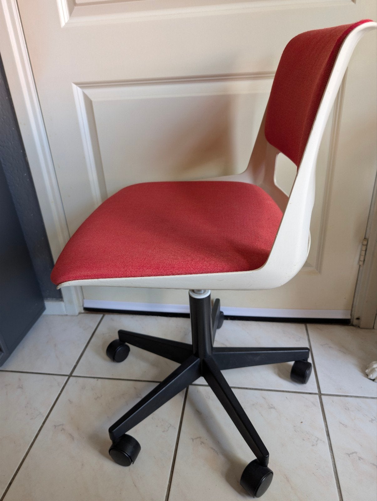 Vintage Gispen Andre Cordemeyer 2533 BZ bureaustoel rood/wit, Ophalen, Gebruikt, Rood, Bureaustoel