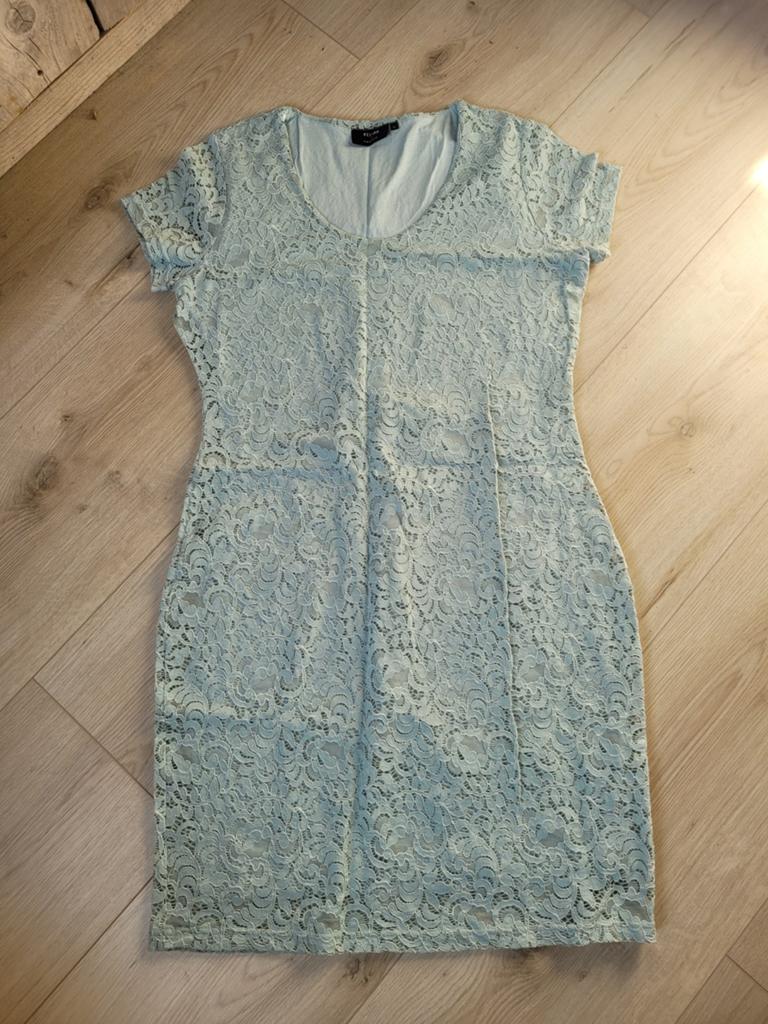 Elvira mint groene jurk kant mt l xl, Verzenden, Maat 42/44 (L), Zo goed als nieuw, Boven de knie