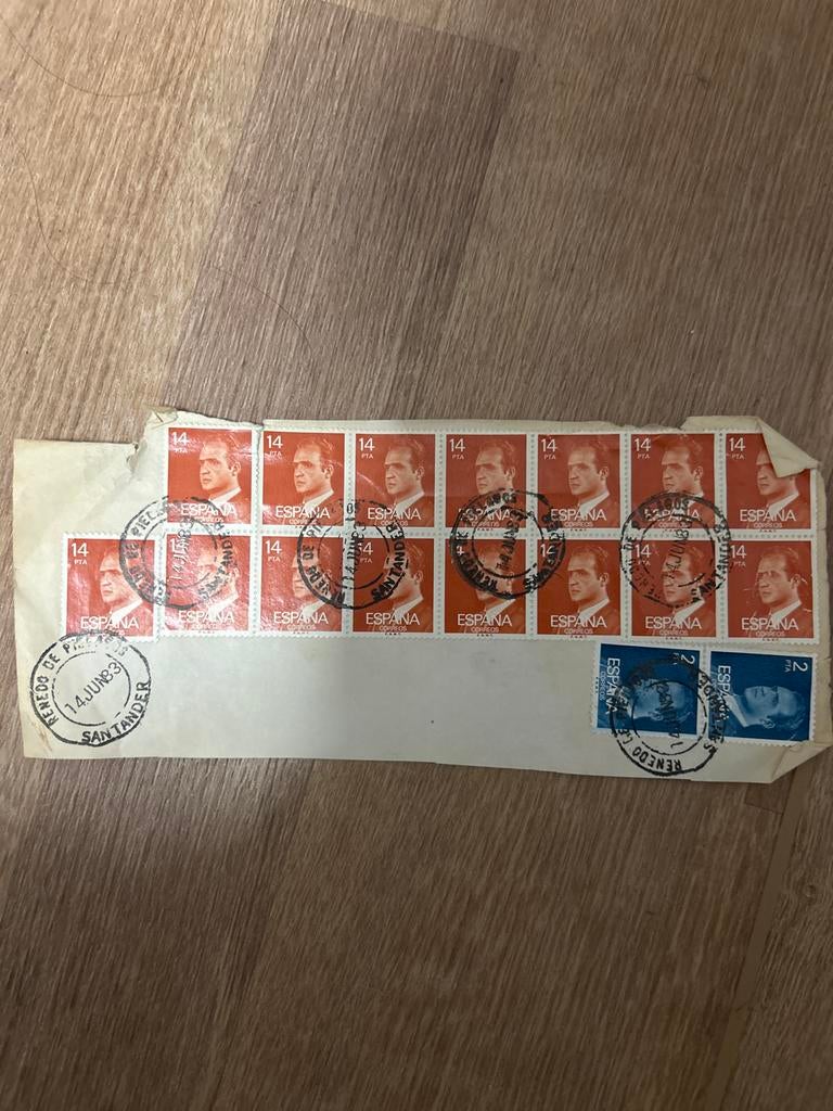 Spaanse postzegels Juan Carlos I op envelop, 1983, Ophalen of Verzenden, Gestempeld