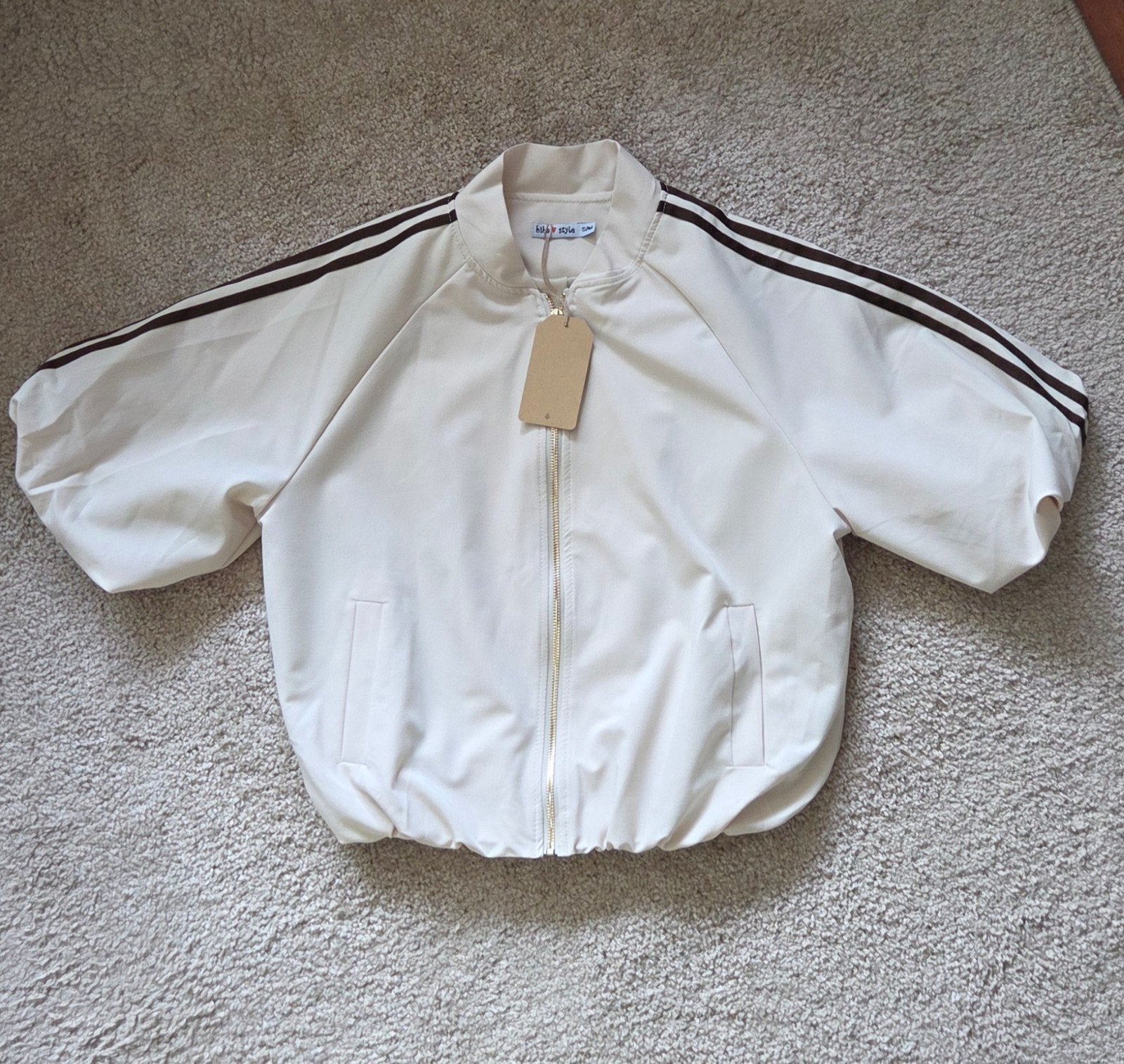 Biba style bomberjack crème/bruin streep, Verzenden, Wit, Nieuw, Biba style