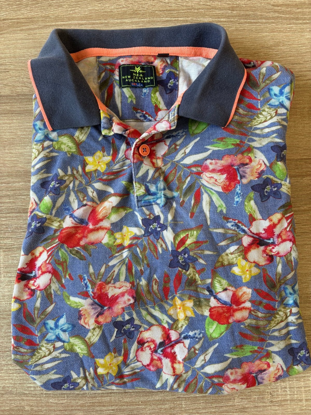 New Zealand Auckland Polo Shirt Bloemenprint maat L, Ophalen of Verzenden, Zo goed als nieuw, Overige maten, Meerkleurig
