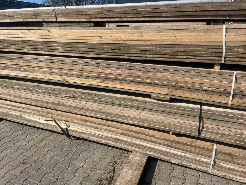 Steigerplanken 5 meter gebruikt, Doe-het-zelf en Verbouw, Hout en Planken, Ophalen, 25 tot 50 mm, Zo goed als nieuw, Plank