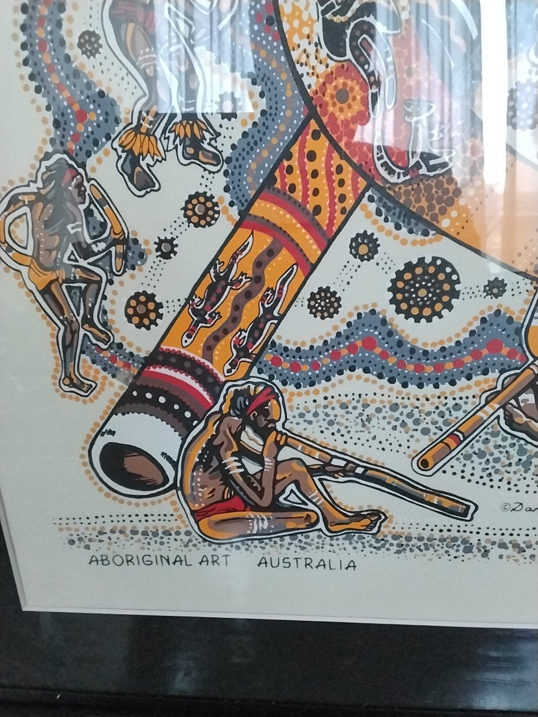 Ingelijste Aboriginal kunst: "The Corroboree", Antiek en Kunst, Ophalen of Verzenden