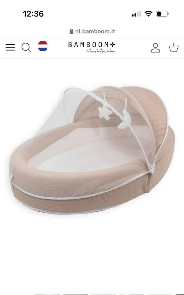 Bamboom Babynest met klamboe - Bamboe & Katoen, Ophalen, Zo goed als nieuw, Overige typen