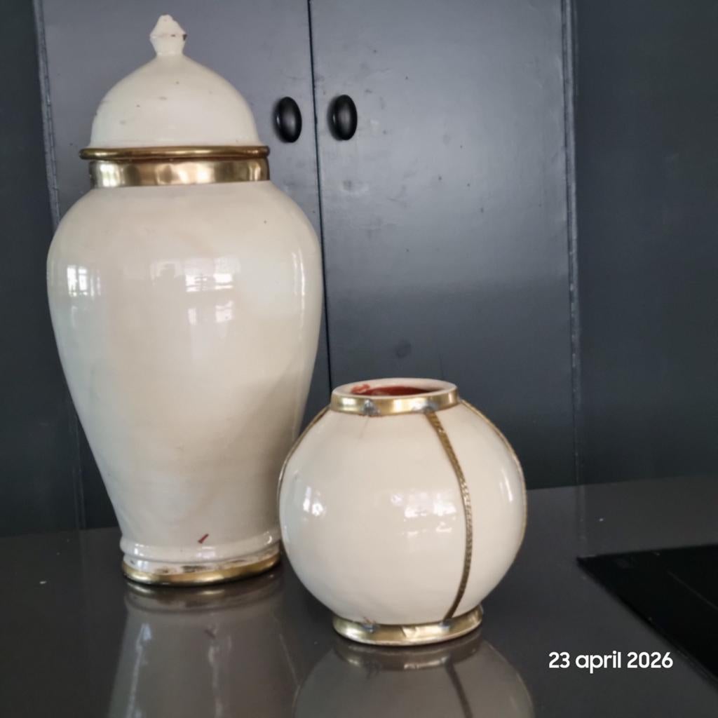 Vintage Gemberpot en vontage bolvaasje, Antiek en Kunst, Antiek | Vazen, Ophalen