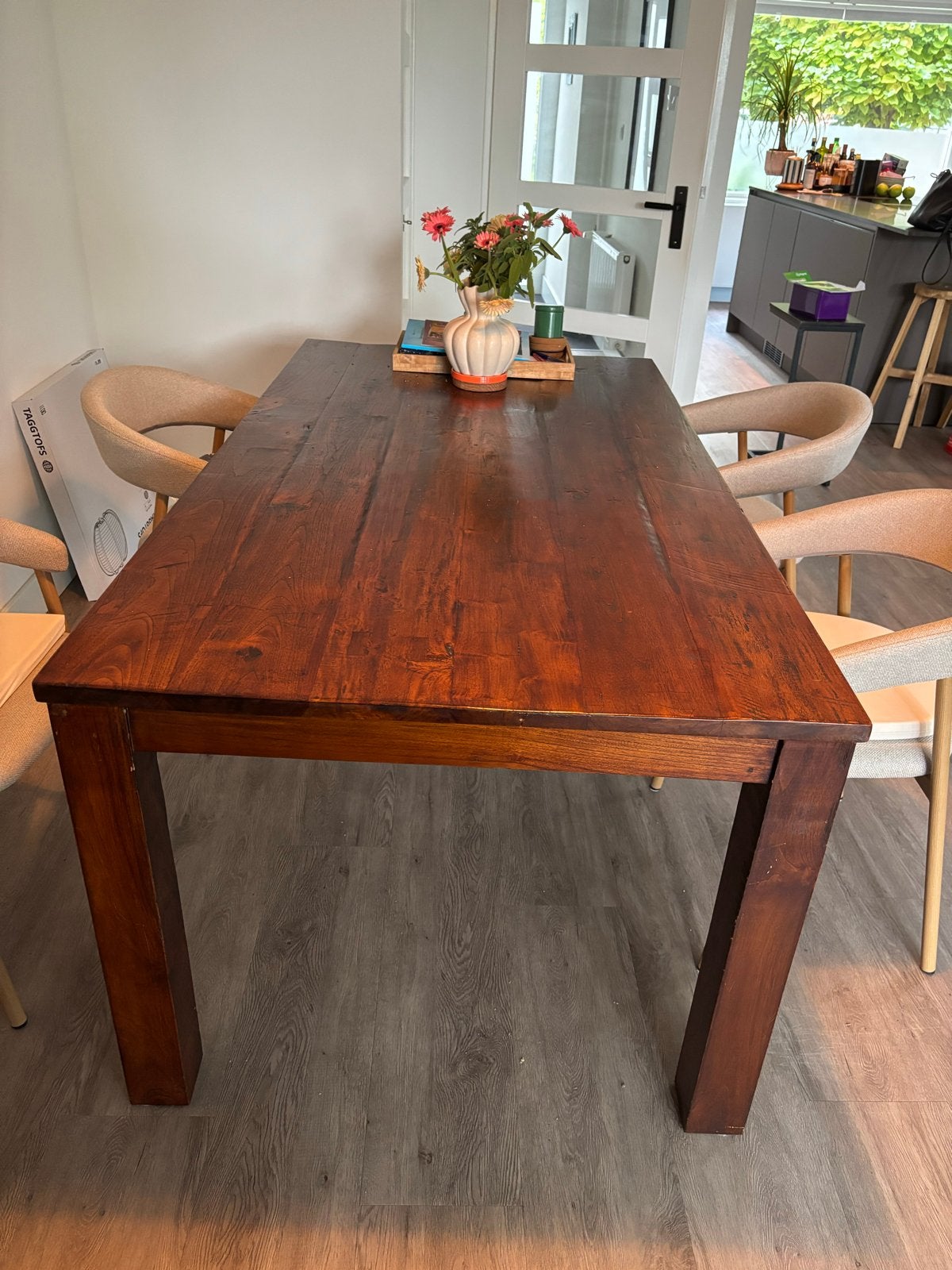 Oude Franse houten boerentafel 195x100 cm, Ophalen