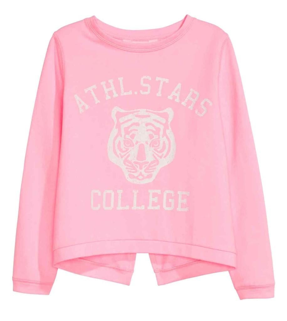 H&M roze sweater trui met tijger print, overslag achter 158, Ophalen of Verzenden, Nieuw, Meisje, Trui of Vest