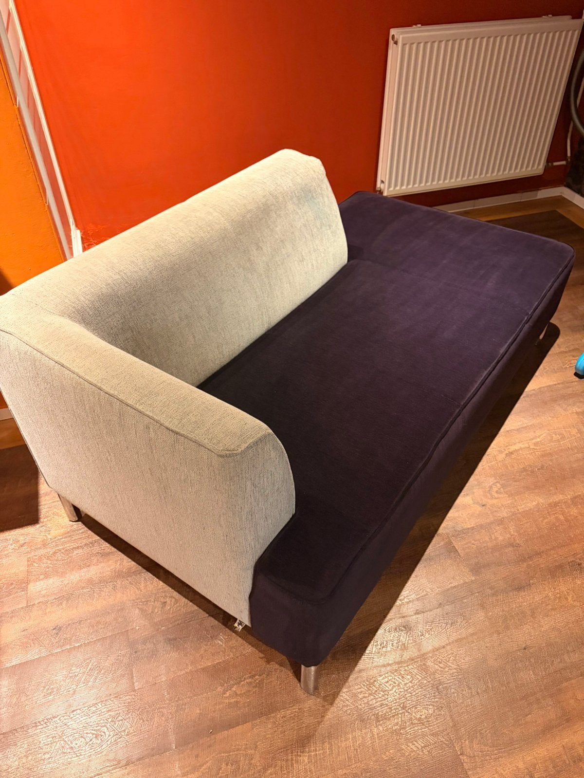 Montel grijs donker blauwe bank 168x90x75, Ophalen, 150 tot 200 cm, 75 tot 100 cm, Zo goed als nieuw