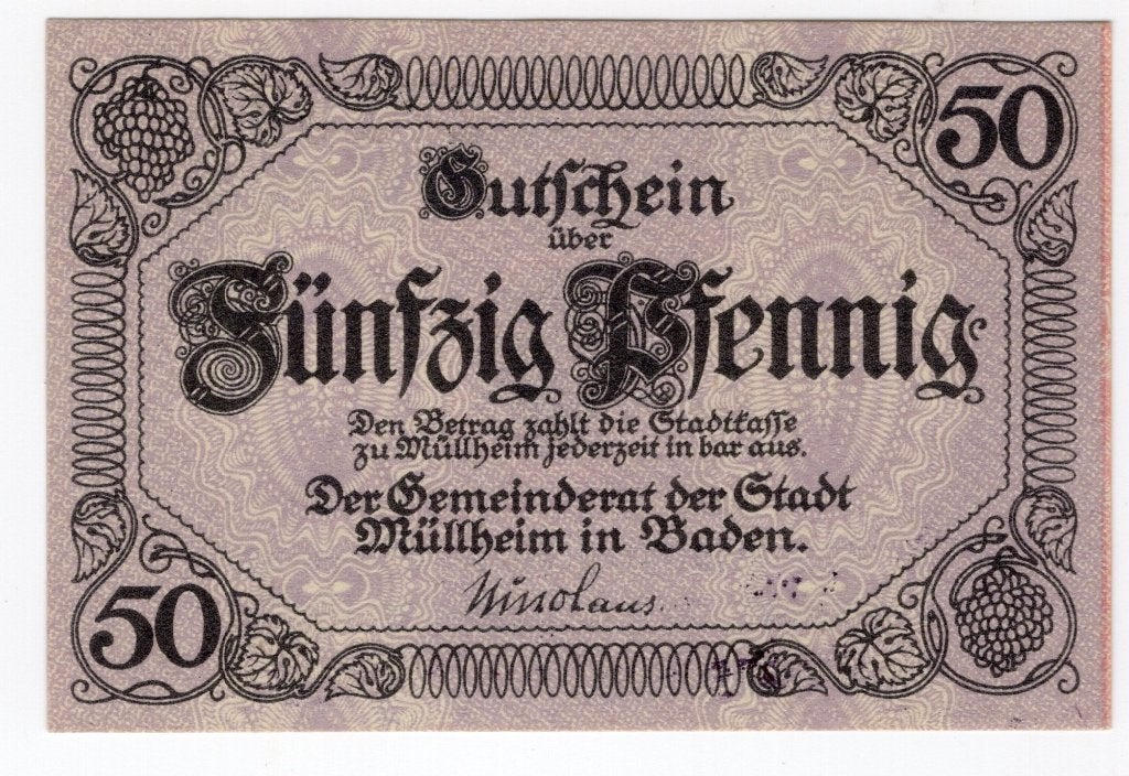 Duitsland notgeld 25 + 50 Pfennig Mullheim, Verzenden, Duitsland