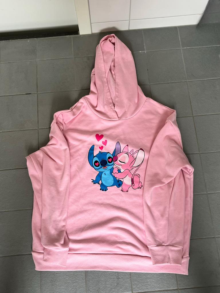 Roze hoodie met Stitch en Angel print, Ophalen of Verzenden, Nieuw, Maat 38/40 (M), Roze