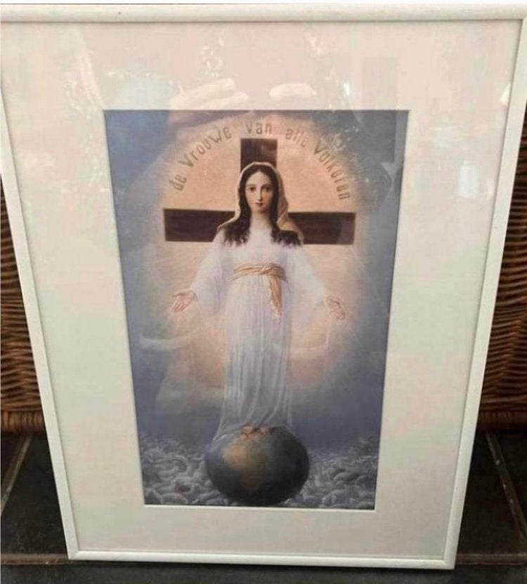 Maria,prachtig ingelijst gesigneerd schilderij passe-partout, Ophalen of Verzenden