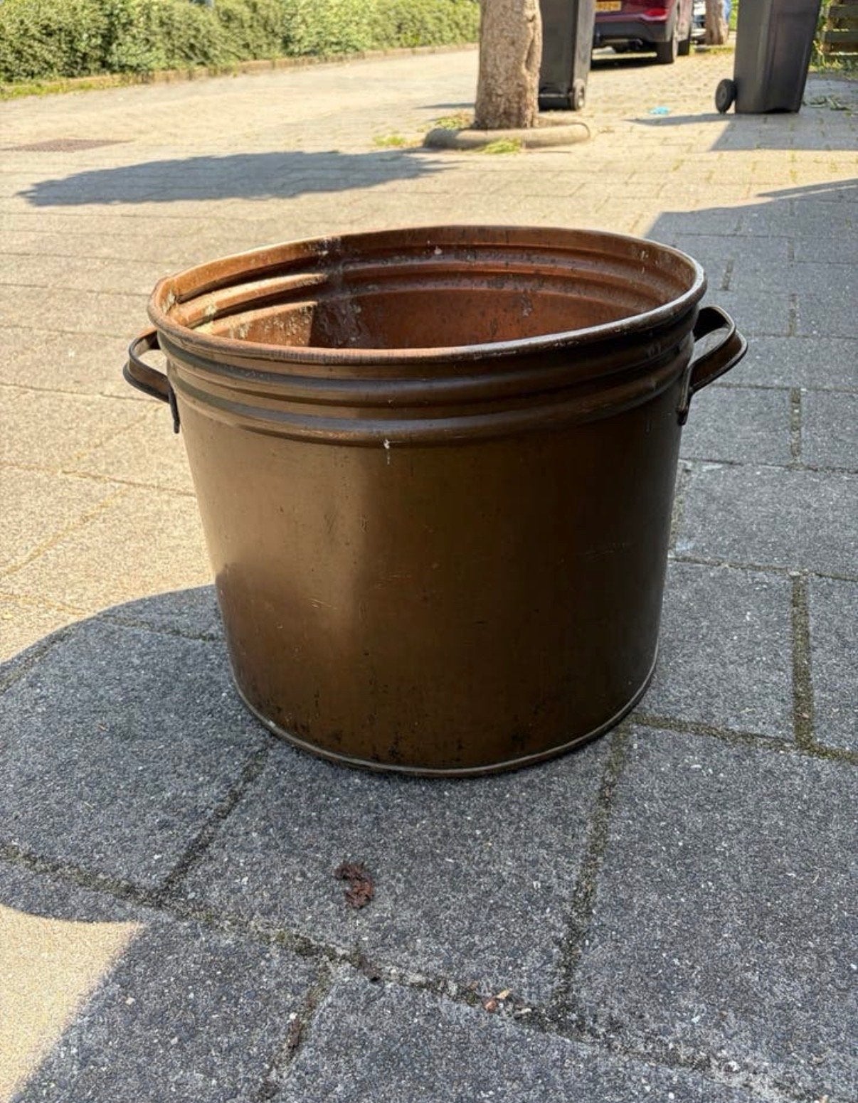 Grote vintage koperen pot met handvatten, Antiek en Kunst, Antiek | Koper en Brons, Ophalen, Koper