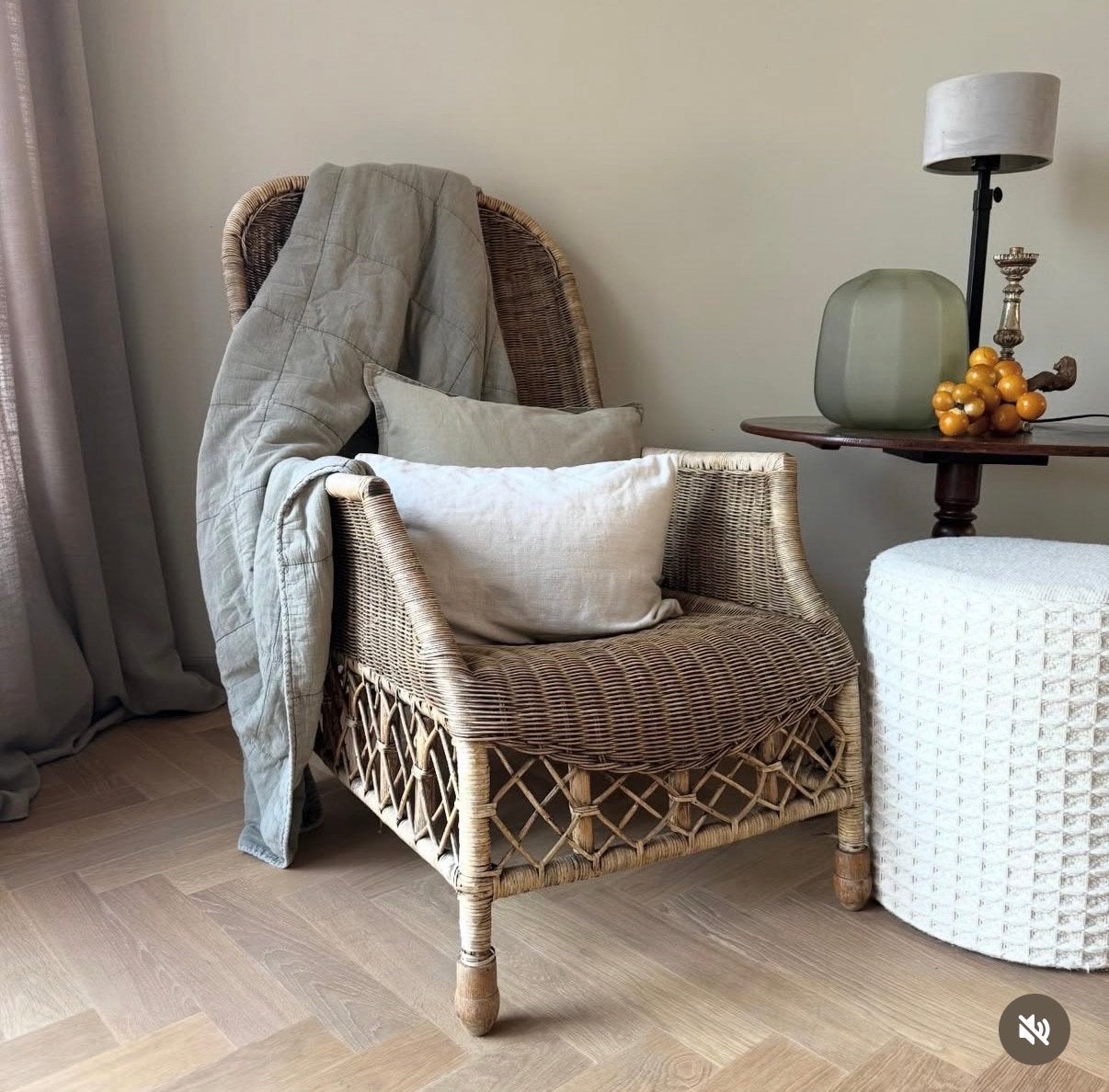 Exclusieve rotan loungestoel Claartje de Gruyter, Huis en Inrichting, Ophalen, Gebruikt, Riet of Rotan, 75 tot 100 cm