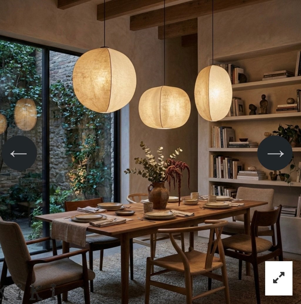 Zijde lamp 3 stuks pendant lamp japandi styl, Nieuw, Ophalen of Verzenden, Minder dan 50 cm, Overige materialen