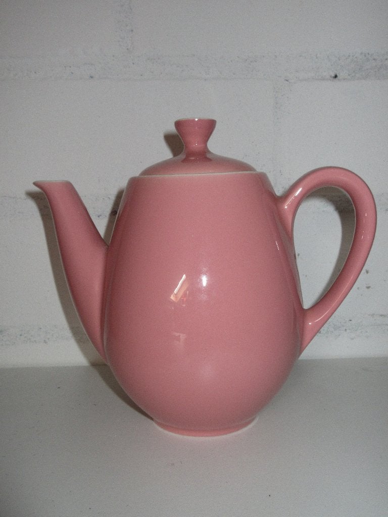 Vintage pastel roze Regout Maastricht Sphinx theepot, Gebruikt, Ophalen of Verzenden, Bord(en), Overige stijlen