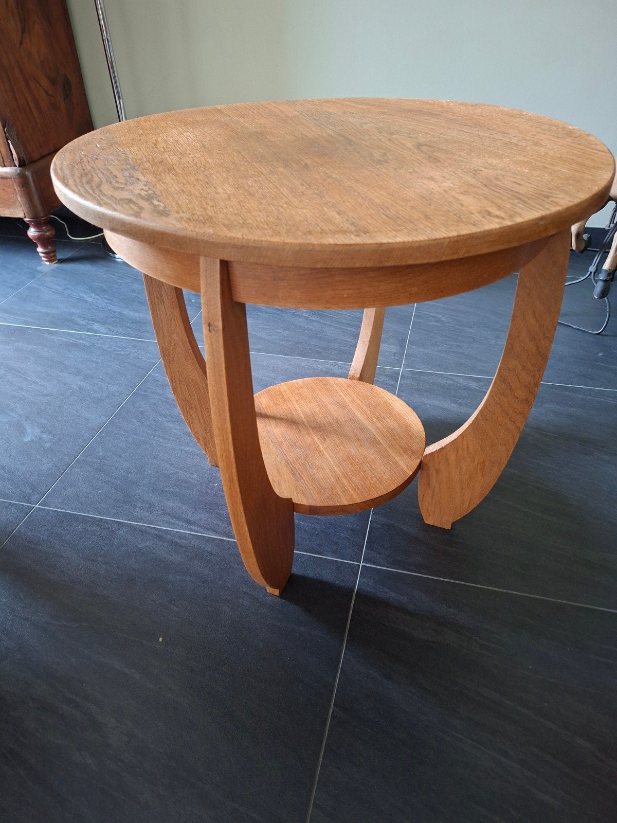 Vintage Art Deco of amsterdamseschool eiken bijzet tafel, Ophalen of Verzenden, Rechthoekig, 60 cm of meer