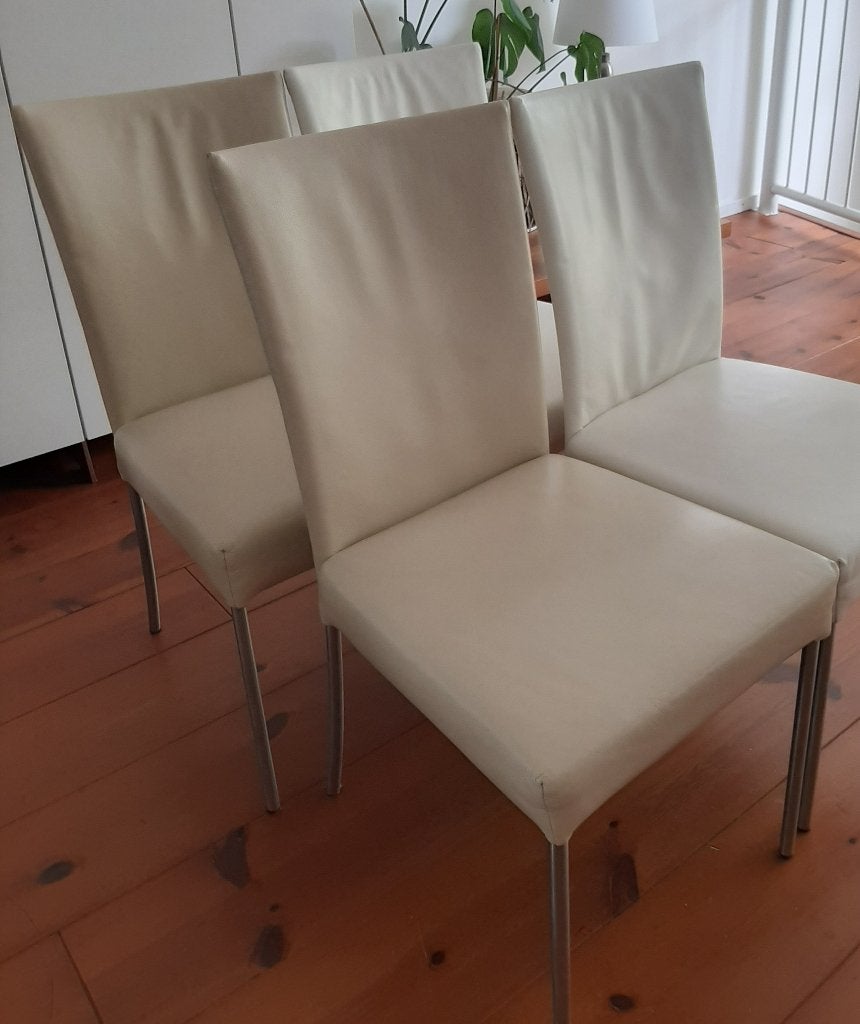 Eetkamerstoelen Bert Plantagie, Ophalen, Gebruikt, Wit, Leer