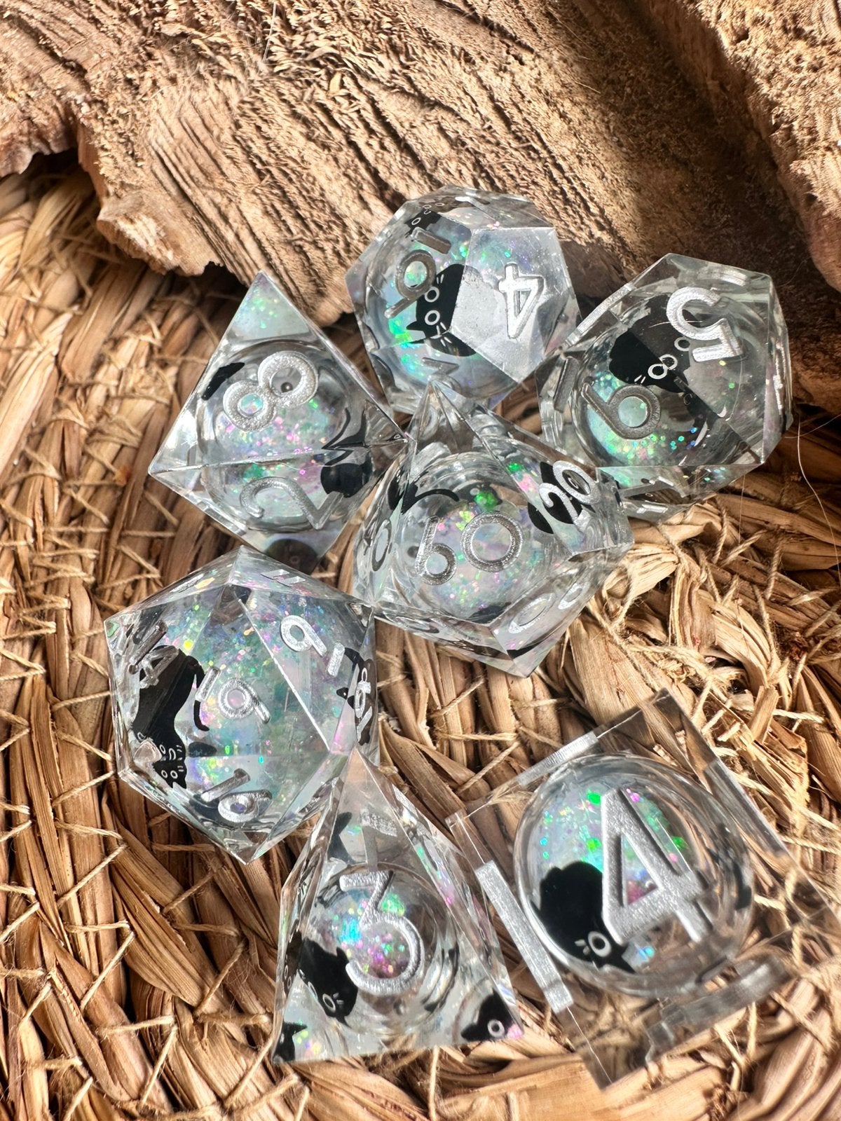 DND dice / katten / liquid / RPG / D&D / dobbelsteen set, Ophalen of Verzenden, Nieuw
