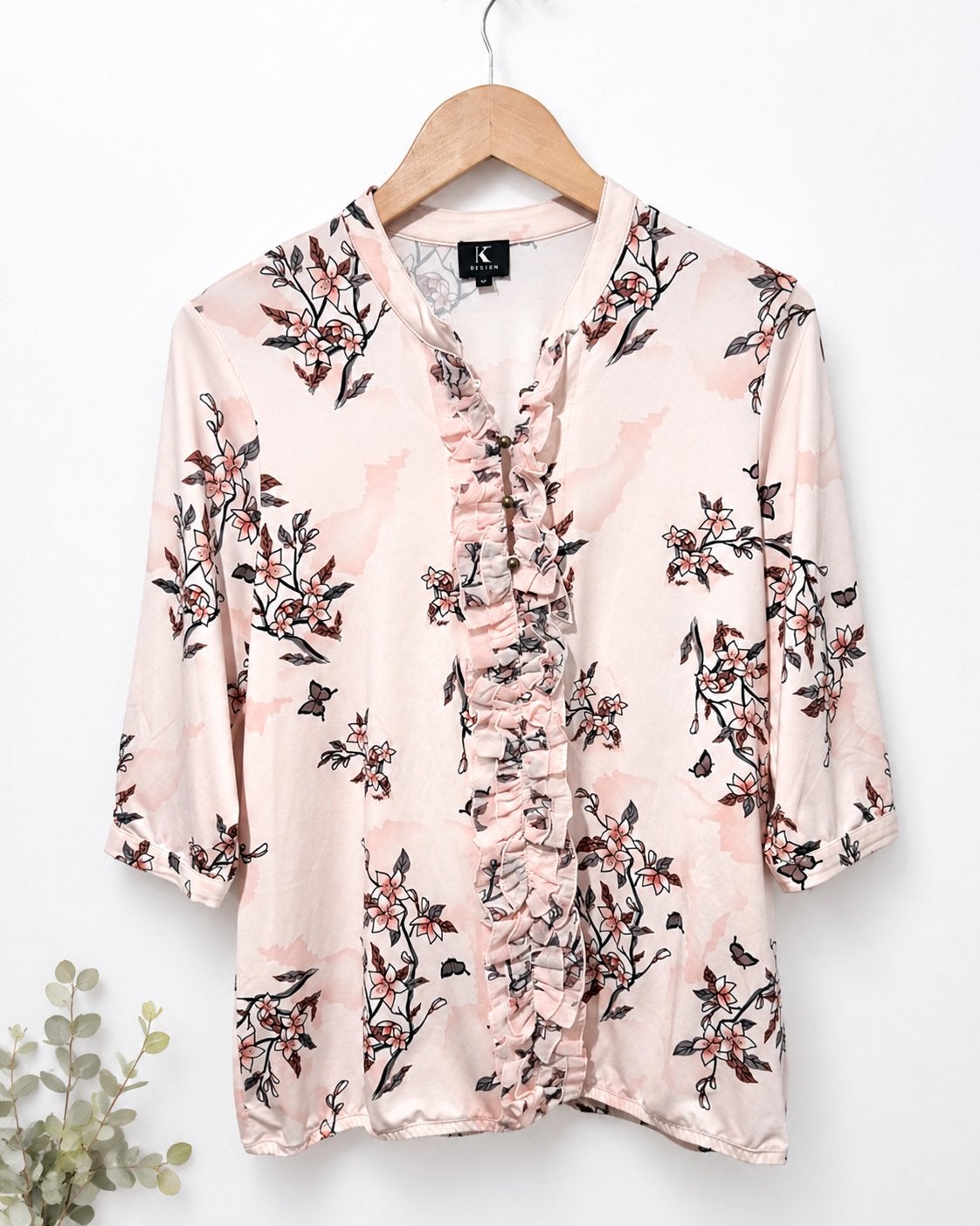 Blouse met bloemen K-design, Verzenden, Zo goed als nieuw, Maat 38/40 (M), Meerkleurig
