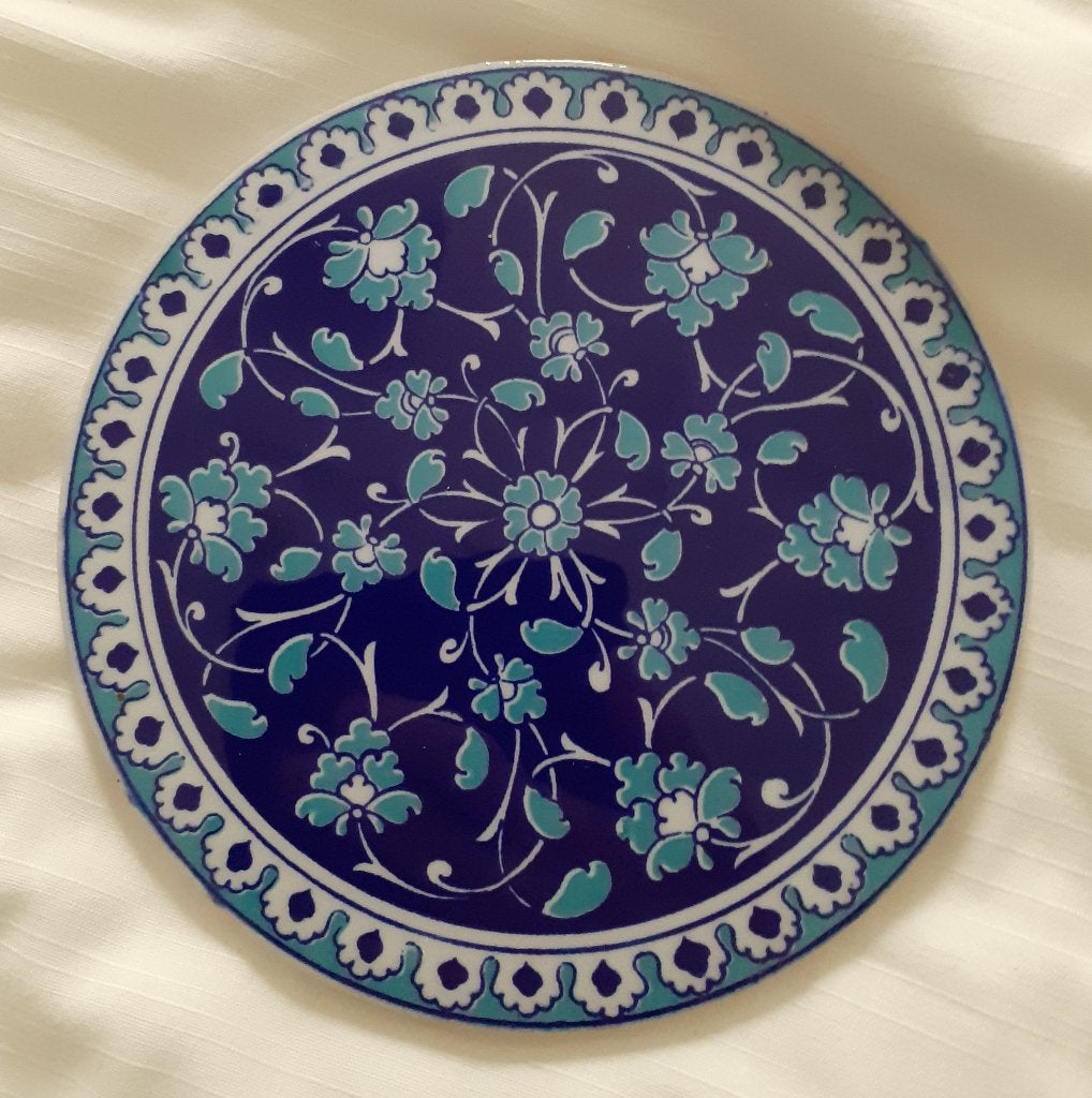 Onderzetter blauw rond tegel mandala decoratie *eureka*, Ophalen of Verzenden
