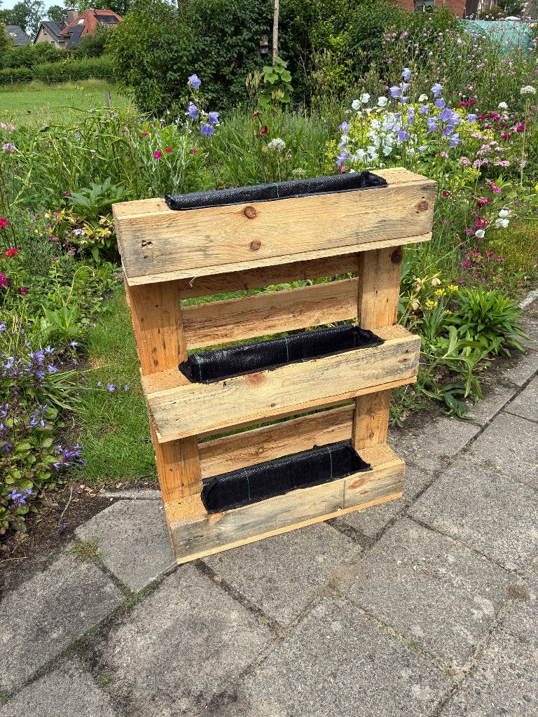 Plantenrek kruidenrek van pallethout, Ophalen, Zo goed als nieuw, Balkon, 60 tot 100 cm