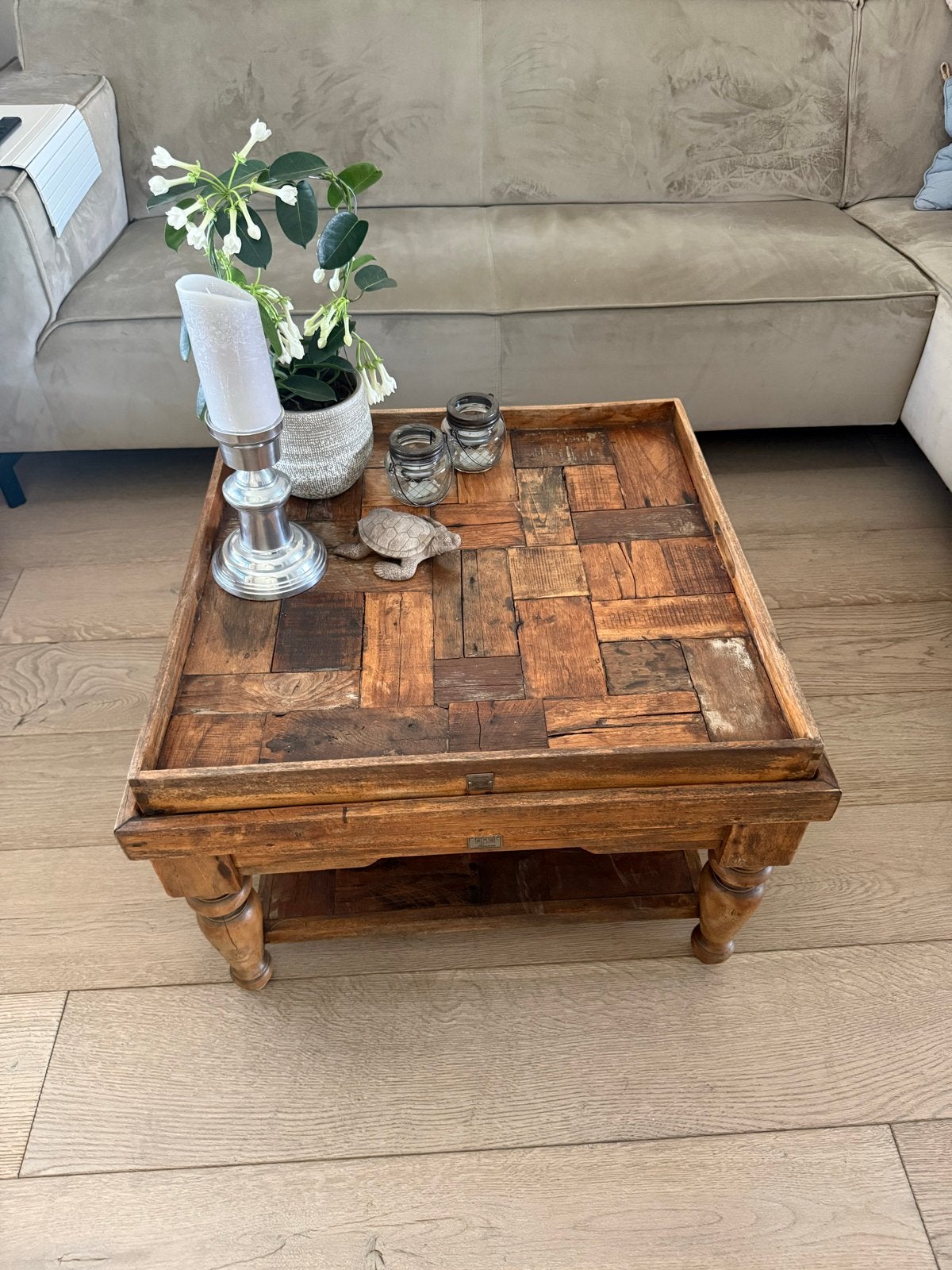 Riviera Maison Salontafel Hout - Zo goed als nieuw, Ophalen, Vierkant, 50 tot 100 cm, Zo goed als nieuw
