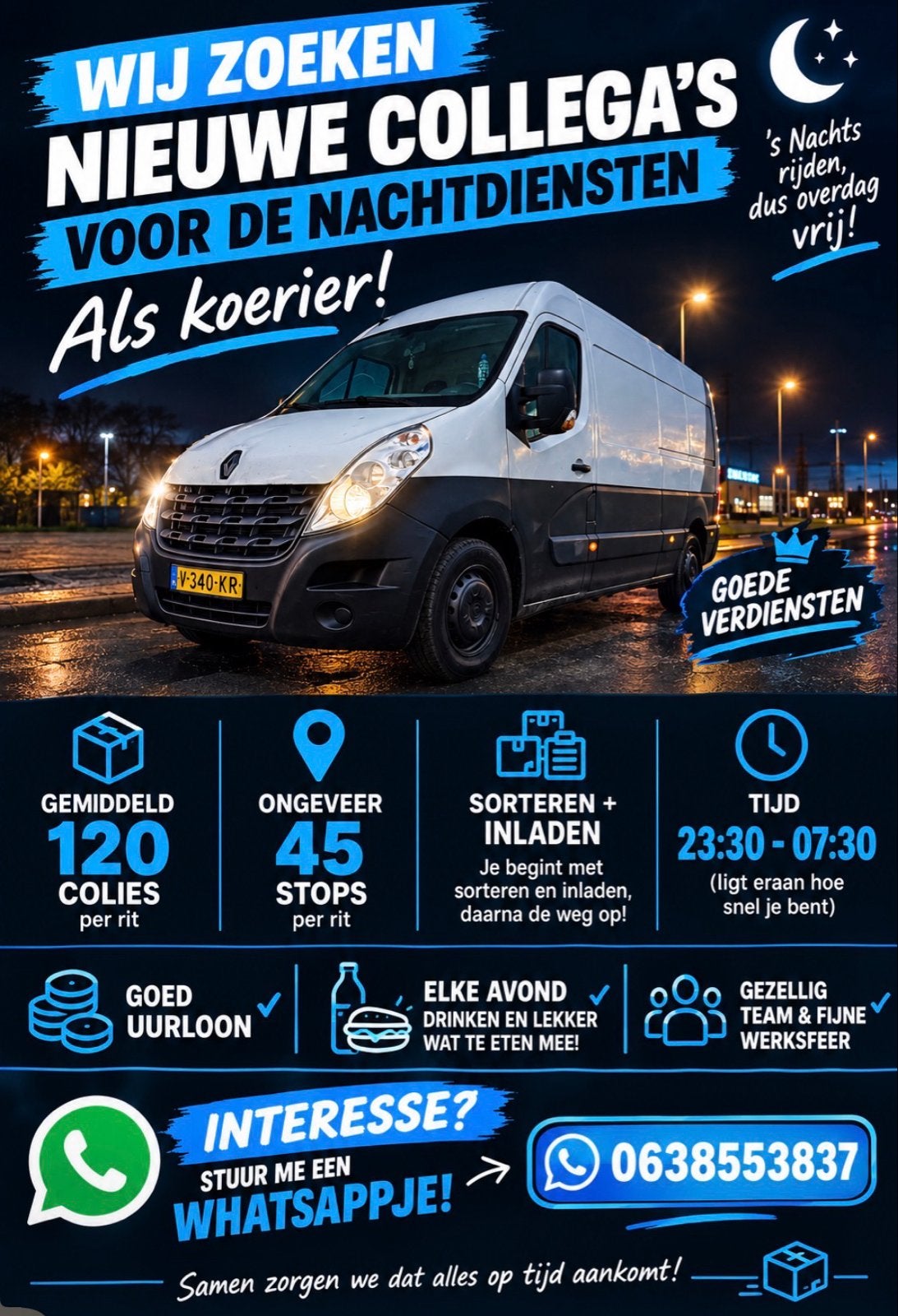 Vacature als nacht koerier, Vacatures