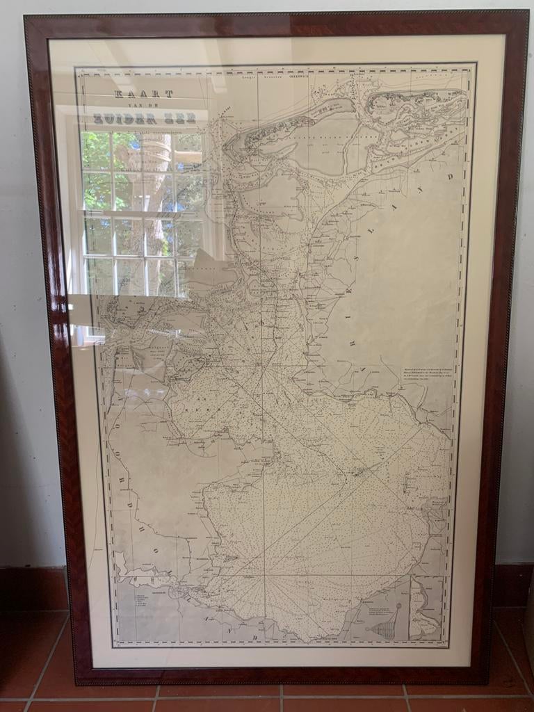 Ingelijste kaart vd Zuiderzee 1852, Ophalen of Verzenden, 1800 tot 2000, Nederland, Landkaart