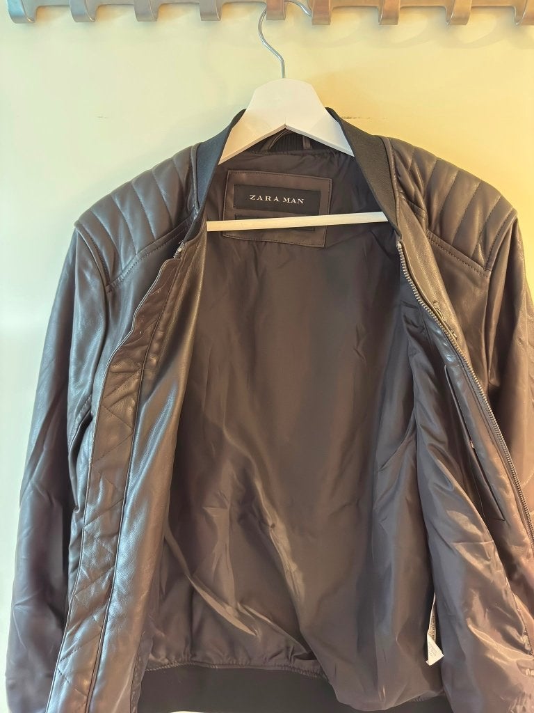 Zara Man leren jas - ongedragen, Ophalen, Bruin, Maat 48/50 (M), Nieuw