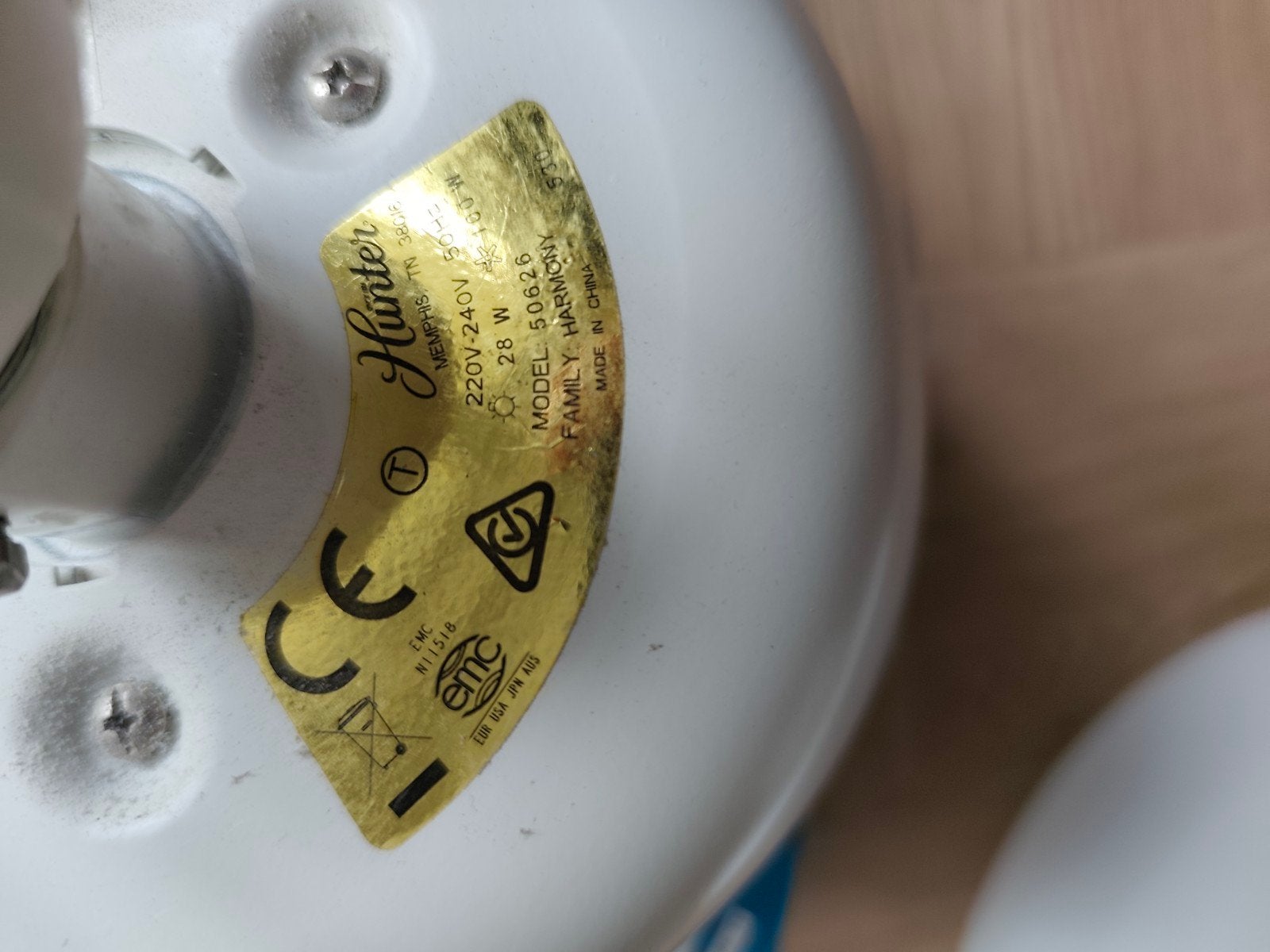 Hunter Plafondventilator met verlichting - Wit, Ophalen, Gebruikt, Plafondventilator