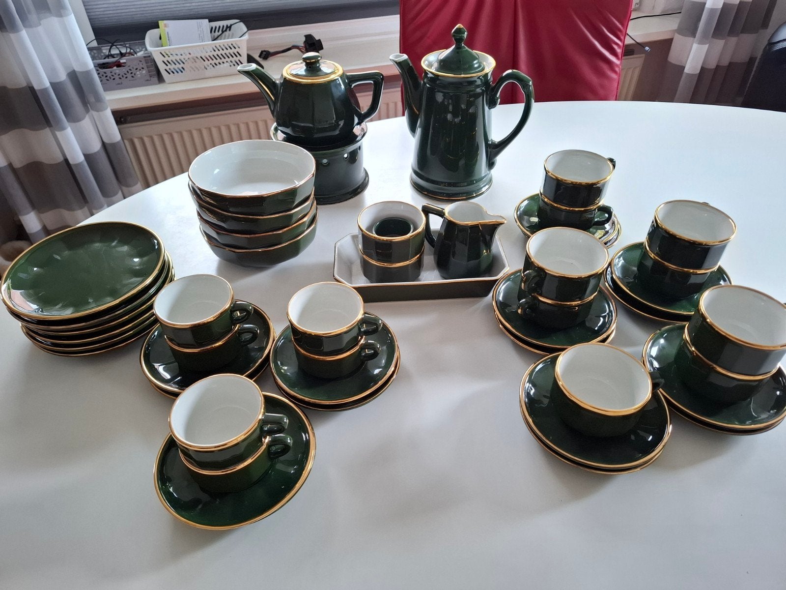 prachtig Apilco porseleinen koffie en theeservies, Antiek en Kunst, Ophalen