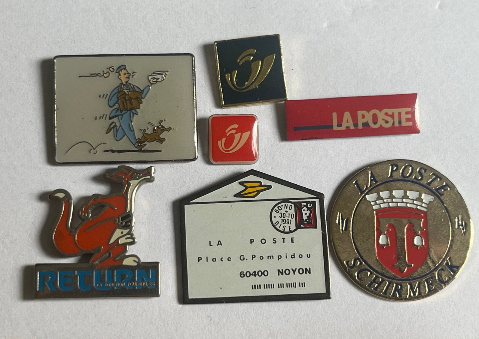 Diverse pins - La Poste, Vos, Return, en meer, Verzamelen, Speldjes, Pins en Buttons, Gebruikt, Ophalen of Verzenden, Speldje of Pin