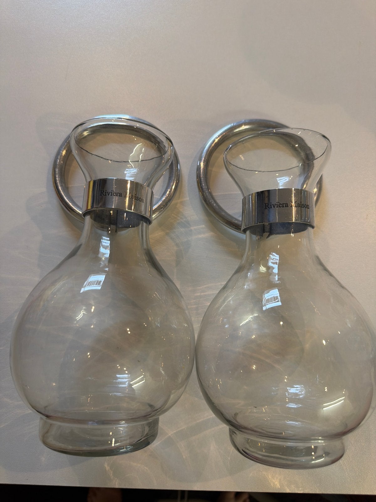 Riviera Maison wandvaasjes - Set van 2, Ophalen of Verzenden, Zo goed als nieuw, Transparant, Glas