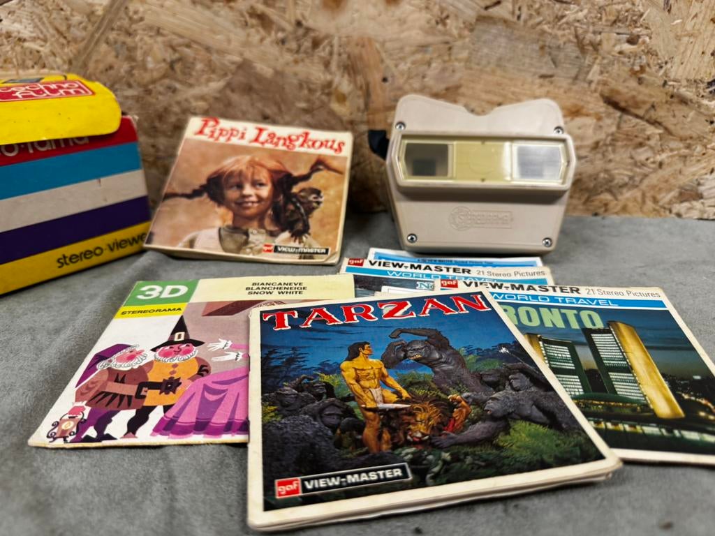 Vintage View-Master Set Incl Pippi Langkous&Wereldreis ReK4, Gebruikt, Ophalen of Verzenden, X, X