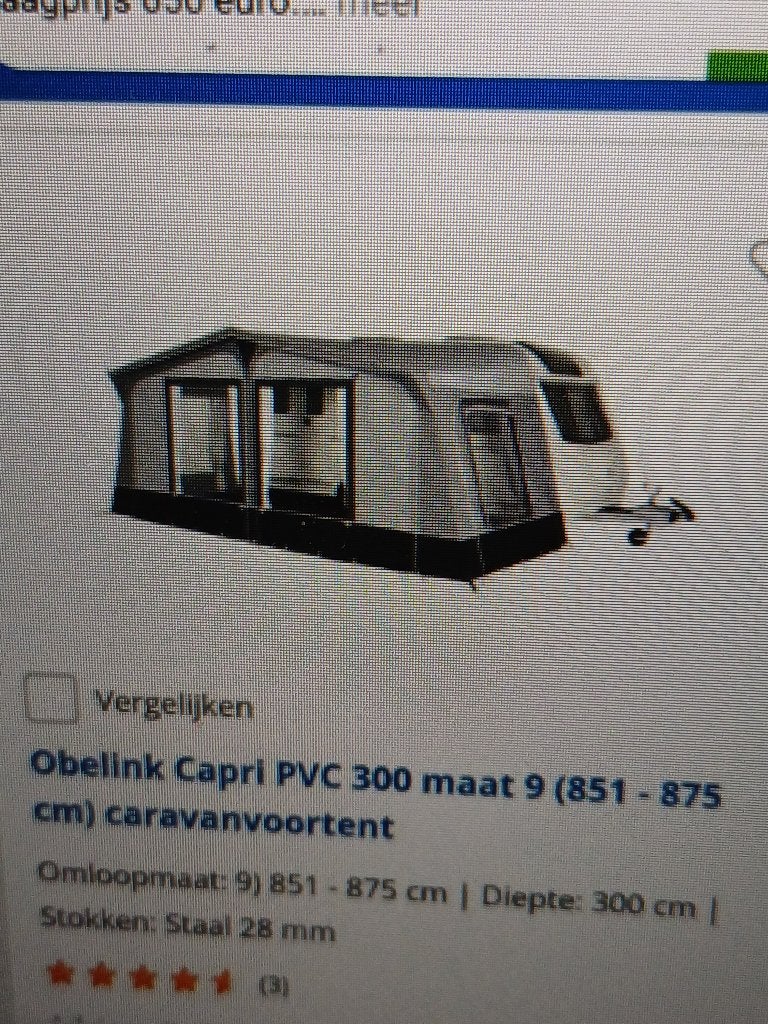 Capri voortent caravan 270 maat 9, Caravans en Kamperen, Voortenten en Luifels, Ophalen, Gebruikt, PVC, Overige merken