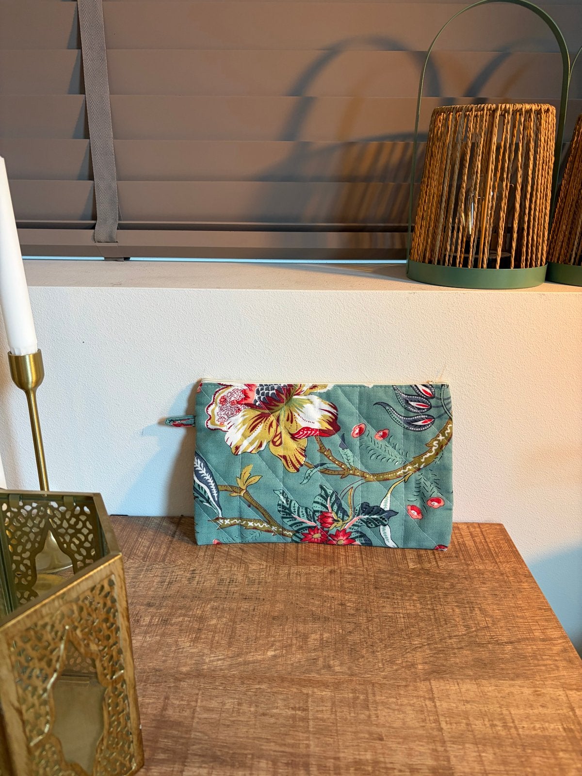 Quilted clutch met bloemenprint, Sieraden, Tassen en Uiterlijk, Ophalen, Zo goed als nieuw, Groen, Avondtasje