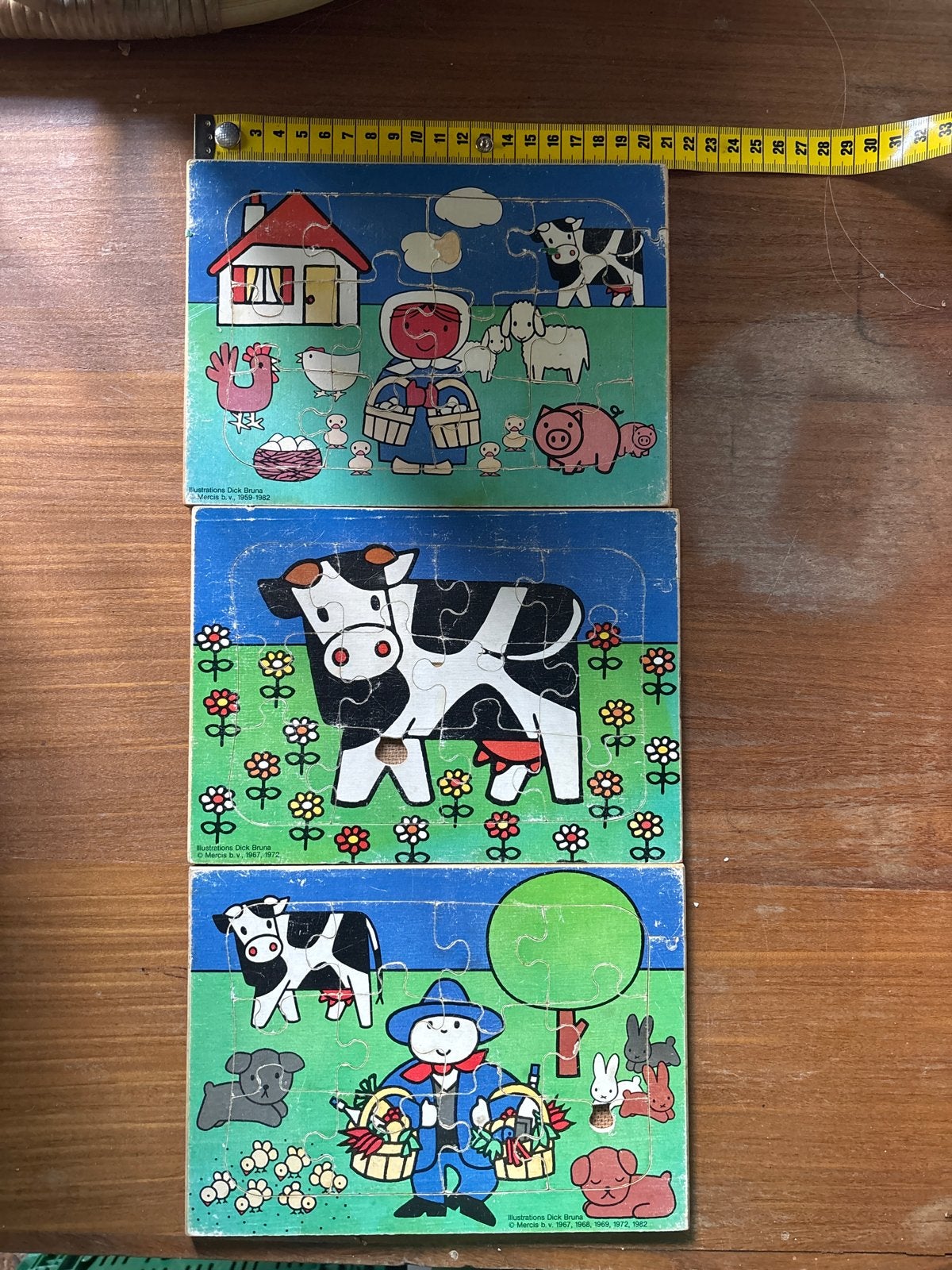 Vintage Dick Bruna Houten Puzzels - Boerderij Thema, Kinderen en Baby's, Speelgoed | Kinderpuzzels, 2 tot 4 jaar, Gebruikt, Ophalen of Verzenden