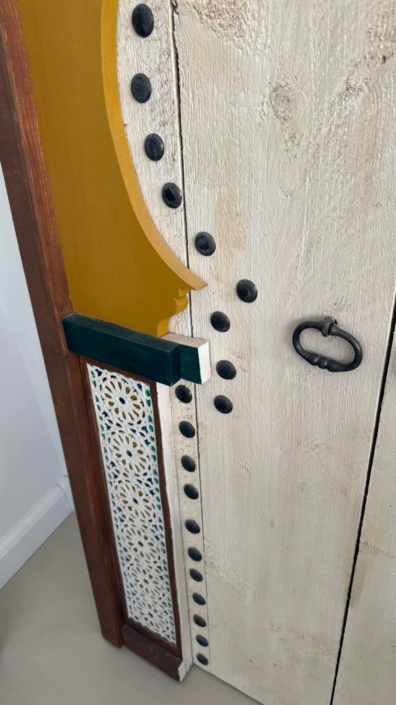 Handgemaakt Marokkaans decoratief paneel/deur, Ophalen, Hout, Meerkleurig, Oosters