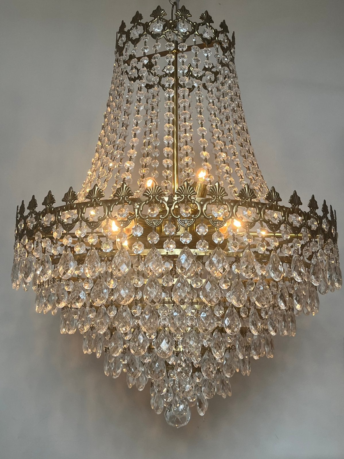 XL franse echt kristallen vintage zakkroonluchter hanglamp, Vintage, Vintage, Vintage, Ophalen of Verzenden