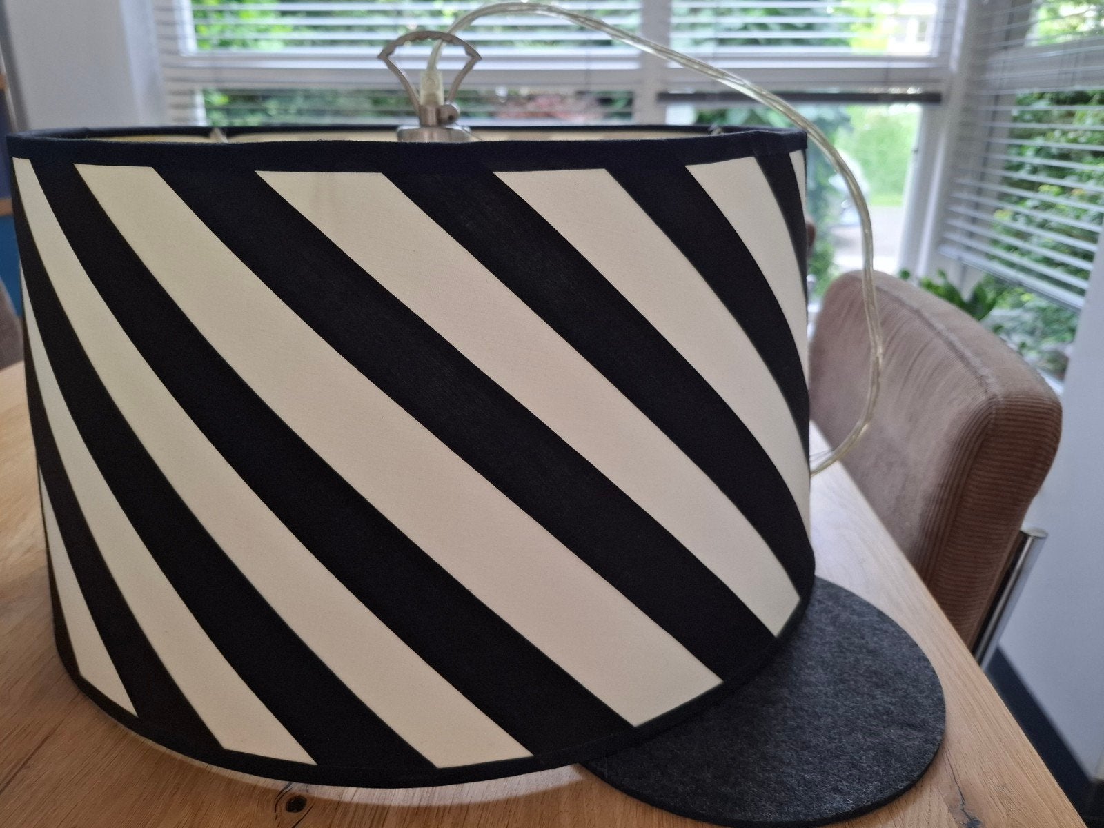 Hanglamp zwart-wit, doorsnee 40 cm, Ophalen, Gebruikt
