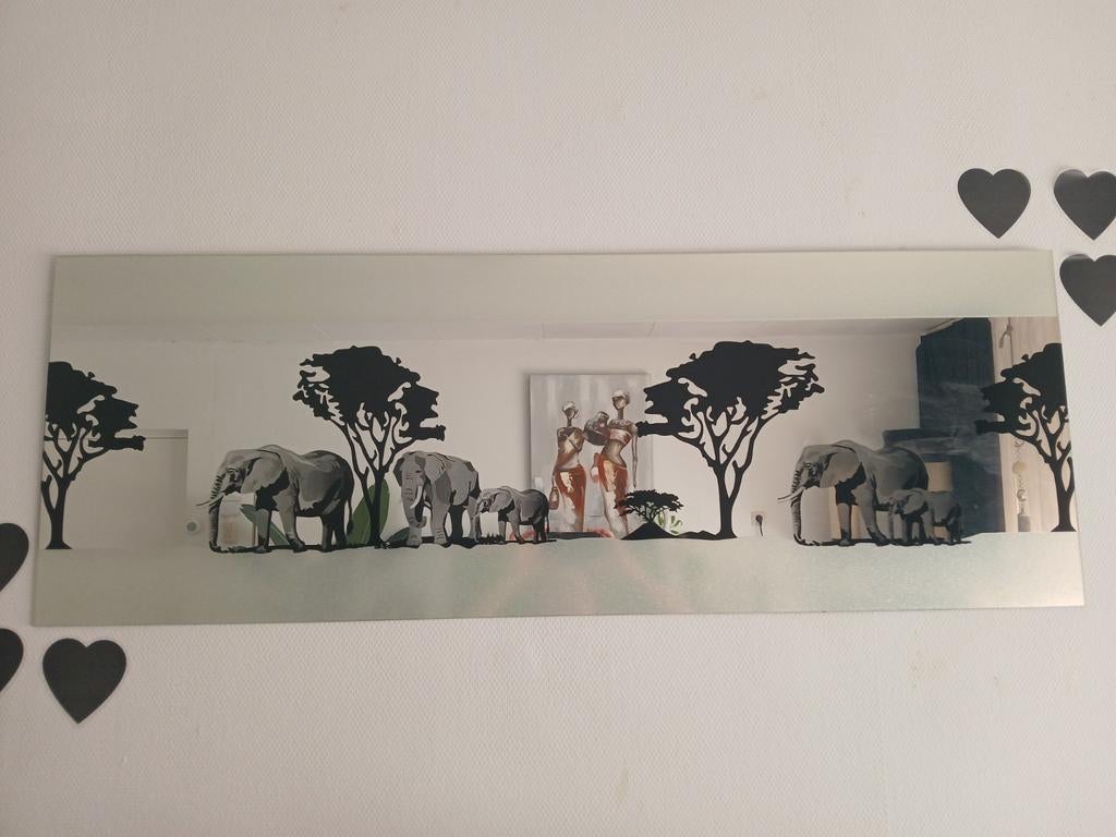 Spiegel met safari olifanten 140x50, Ophalen