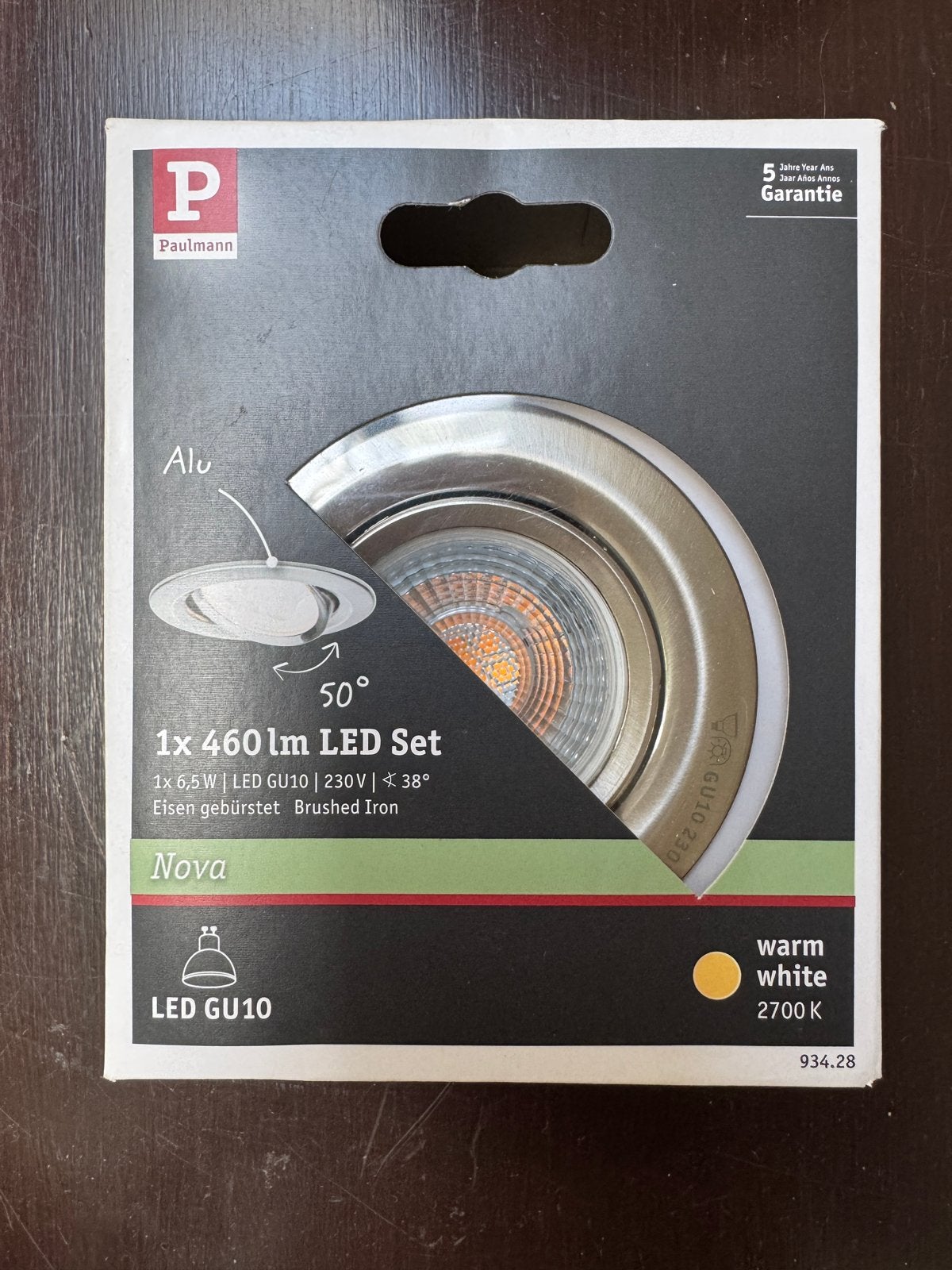 Nieuw: Paulmann 93428 LED Inbouwspot Nova - Geborsteld IJzer, GU10, Nieuw, Ophalen of Verzenden, Paulmann
