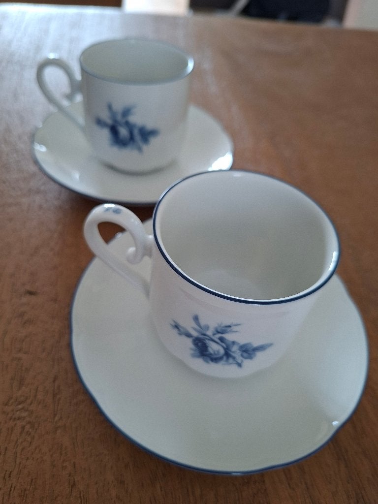 Seltmann Weiden Bavaria kop en schotels – Blauwe Roos, Ophalen of Verzenden, Gebruikt, Porselein, Kop en/of schotel