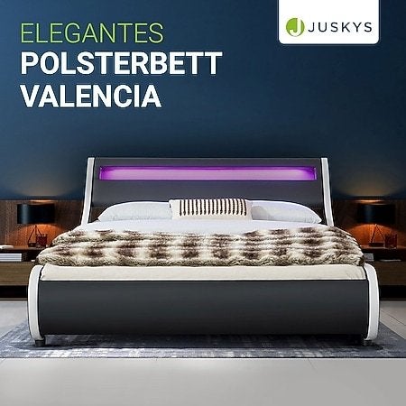 Modern Zwart PU Lederen Bed 200x140 met LED Verlichting, Ophalen, Overige materialen, Zwart, 140 cm